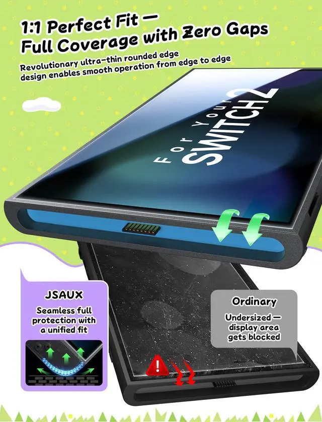 Alt view image 6 of 7 - ViewSonic 2-Pack Tempered Glass Screen Protector for Switch 2, Place & Pull Guide Frame for Effortless Installation, Ultra Clear 9H+ Hardness, Anti Fingerprint, Shatter Resistant Switch2 Accessories