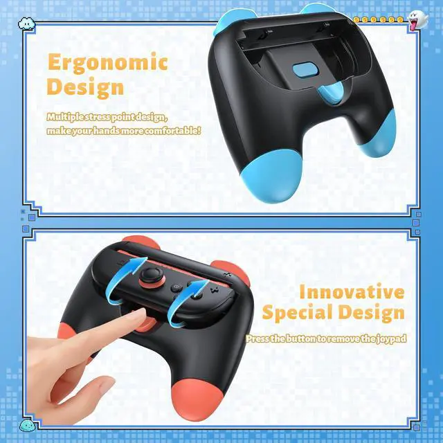 Alt view image 3 of 7 - ViewSonic Controller Grips & Steering Wheels for Switch 2 (2025), Ergonomic Handles Kit for Mario Kart World/8 Deluxe Wheel, Switch2 Joypad Accessories for Family Party (4 pack)
