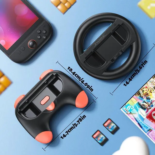 Alt view image 4 of 7 - ViewSonic Controller Grips & Steering Wheels for Switch 2 (2025), Ergonomic Handles Kit for Mario Kart World/8 Deluxe Wheel, Switch2 Joypad Accessories for Family Party (4 pack)