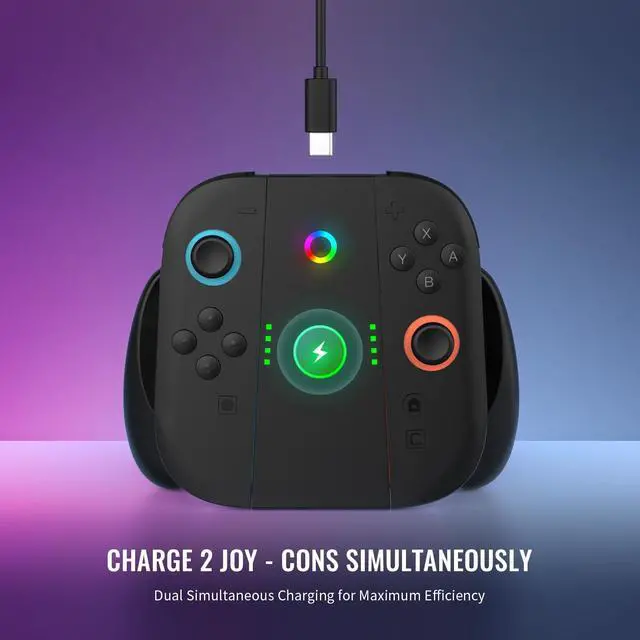 Alt view image 5 of 7 - ViewSonic Controller Comfort Charging Grip Compatible with Nintendo Switch 2(2025) Joy Con,Portable Charger Dock with USB-C Cable and LED Indicators, High Speed Charge While Play