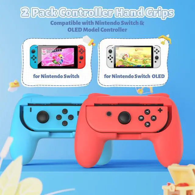 Alt view image 5 of 7 - ViewSonic Grips Compatible with Nintendo Switch for Joy Con & OLED Model for Joycon, Wear-Resistant Handle Kit and Non-Slip Thumb Grips for Switch Joycon 1 Controller 2 Pack (Blue and Red)