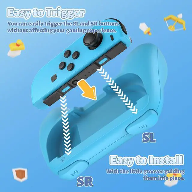 Alt view image 6 of 7 - ViewSonic Grips Compatible with Nintendo Switch for Joy Con & OLED Model for Joycon, Wear-Resistant Handle Kit and Non-Slip Thumb Grips for Switch Joycon 1 Controller 2 Pack (Blue and Red)