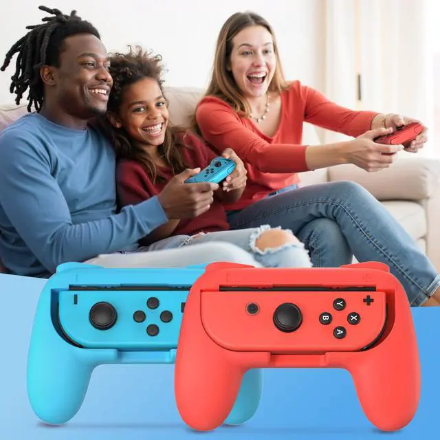 Alt view image 7 of 7 - ViewSonic Grips Compatible with Nintendo Switch for Joy Con & OLED Model for Joycon, Wear-Resistant Handle Kit and Non-Slip Thumb Grips for Switch Joycon 1 Controller 2 Pack (Blue and Red)