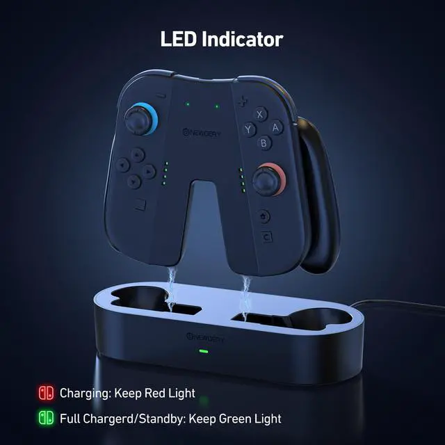 Alt view image 4 of 7 - ViewSonic Charging Grip & Charging Dock for Switch 2, Magnetic Grip Controller Compatible with Switch 2 Joycons, Play While Charging with LED Indicator-Black