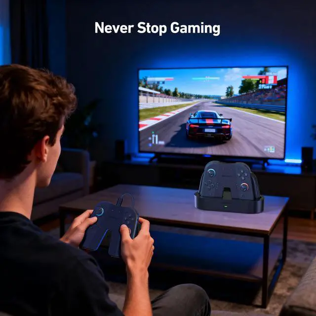 Alt view image 7 of 7 - ViewSonic Charging Grip & Charging Dock for Switch 2, Magnetic Grip Controller Compatible with Switch 2 Joycons, Play While Charging with LED Indicator-Black