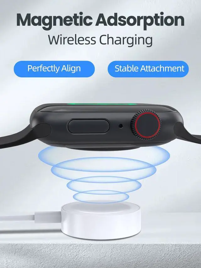 Alt view image 4 of 6 - Dual Charger for Apple Watch Charger, 4.9FT Double iWatch Charger 2 in 1 Magnetic Wireless Portable Charger Cable for Apple Watch Series 11/10/9/8/7/6/SE/SE2/Ultra/5/4/3/2-White