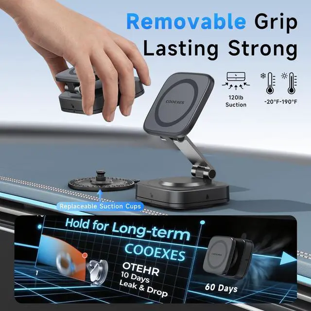 Alt view image 2 of 7 - ViewSonic Magnetic Car Phone Holder for Dashboard Windshield, Quick-Swap Cell Phone Mount with Strong Suction Cup, 360° Adjustable Car Phone Stand, Compatible with iPhone 17-12Pro Max, Samsung Galaxy