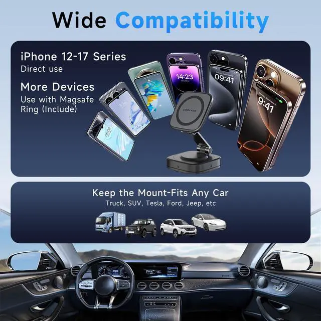 Alt view image 6 of 7 - ViewSonic Magnetic Car Phone Holder for Dashboard Windshield, Quick-Swap Cell Phone Mount with Strong Suction Cup, 360° Adjustable Car Phone Stand, Compatible with iPhone 17-12Pro Max, Samsung Galaxy