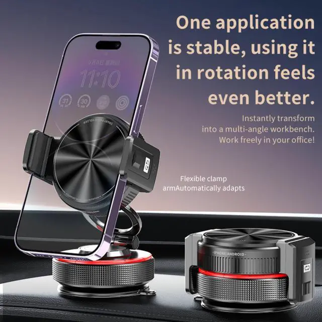 Alt view image 3 of 7 - ViewSonic 2026 Upgraded Vacuum Magnetic Mobile Phone Holder Cars for Magsafe Car Mount, Elastic Double Clamp and Magnetic Dual Mode, Mobile Phone Holder for iPhone17 Pro Max 16 15 14 13 12 & Samsun