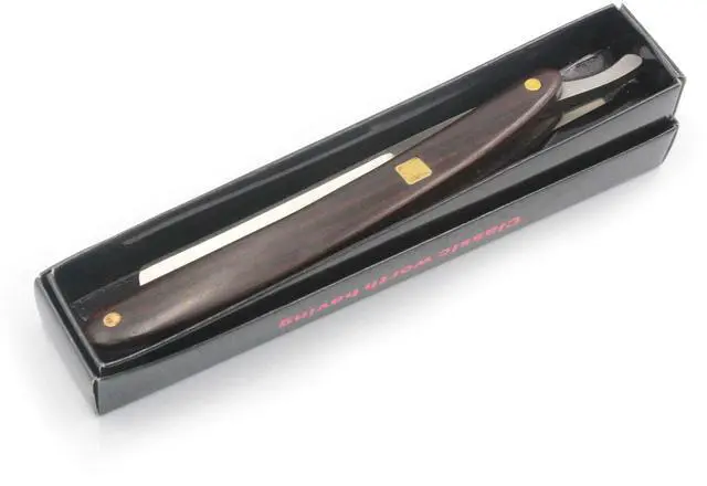 Alt view image 5 of 6 - Straight Razor, Wooden Straight Edge Razor for Man Stainless Steel Manual Straight Razor, Cutthroat Rosewood Razor, Natural Wood Scale Vintage Razor Barber Razor