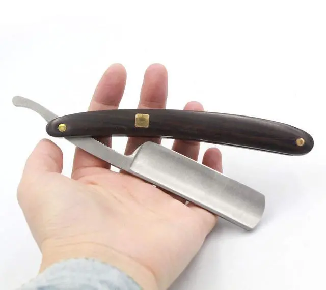 Alt view image 3 of 6 - Straight Razor, Wooden Straight Edge Razor for Man Stainless Steel Manual Straight Razor, Cutthroat Rosewood Razor, Natural Wood Scale Vintage Razor Barber Razor