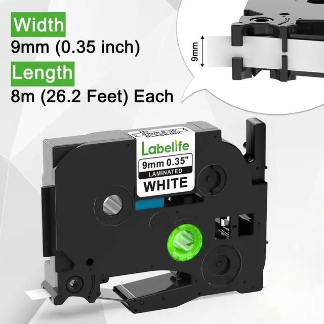 Alt view image 3 of 7 - ViewSonic 6-Pack TZe TZ Tape 9mm 0.35 Laminated White Label Tape TZe-221 Replace for Brother P Touch 9mm Label Tape TZe221 TZ221 for Brother Label Maker PTD210 PT-D220 PT-H110 PT-D400 PT-D610BT PTD200