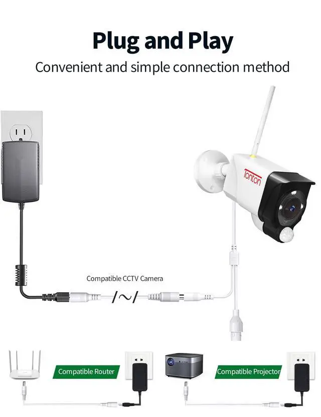 Alt view image 7 of 7 - ViewSonic Power Extension Cable 10M 33Ft 2.1mm x 5.5mm Compatible with 12V DC Adapter Cord for CCTV Security Camera System NVR DVR and Standalone IP Camera(White)