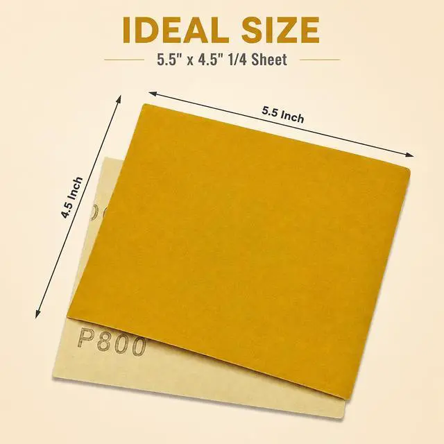 Alt view image 4 of 7 - ViewSonic 40 Pcs 1/4 Sheet Sandpaper, 800 Grit Premium Sand Paper for Wood Metal Automotive, 5.5" x 4.5", Wet/Dry Use, Palm Sander & Hand Sanding