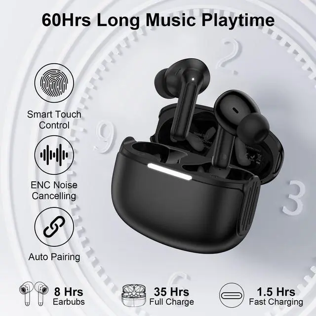 Alt view image 2 of 7 - Wireless Samsung Earbuds Bluetooth Headphone for Samsung Galaxy A17 A16 A15 A37 S26 S25 Ultra S24 S23 S22 S21 60H Bluetooth 5.3 Noise Canceling in-Ear Type C Earphone for iPhone 17 Pro Max 16 15 14 13