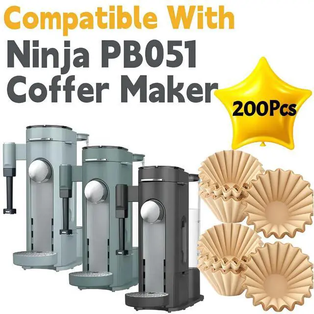 Alt view image 2 of 7 - 200 Pcs Coffee Paper Filters for Ninja PB051, Disposable Coffee Filter for Ninja Pods and Grounds Coffee Maker, Natural Small Coffee Filters