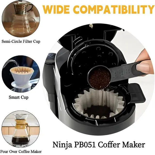 Alt view image 6 of 7 - 200 Pcs Coffee Paper Filters for Ninja PB051, Disposable Coffee Filter for Ninja Pods and Grounds Coffee Maker, Natural Small Coffee Filters