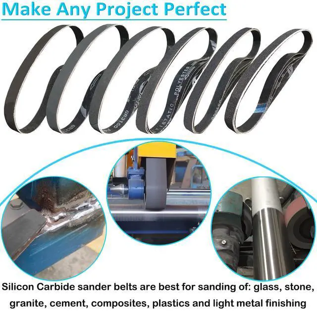 Alt view image 6 of 7 - ViewSonic 24 Pack 1 x 30 Inch Silicon Carbide Sanding Belts Assorted -120 240 400 600 800 and 1000 Grits, High Performance Sander Belts For Knife Sharpening and Metalworking