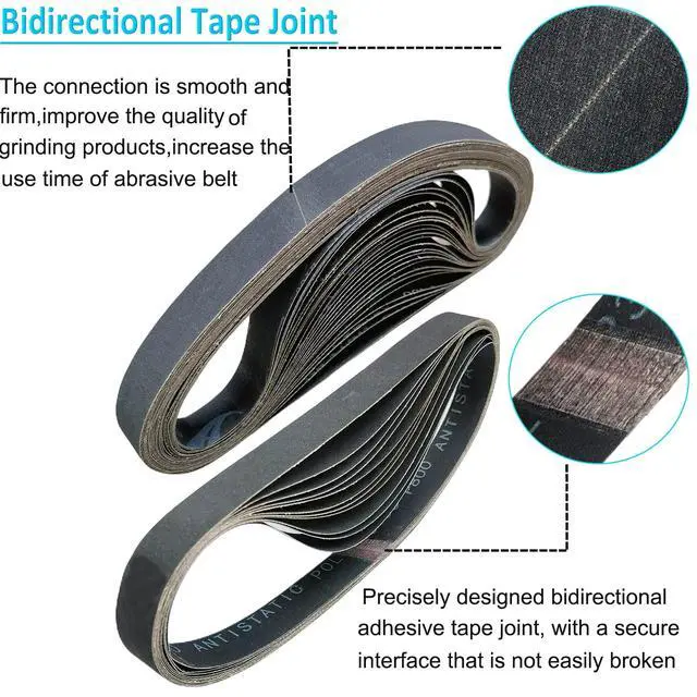 Alt view image 3 of 7 - ViewSonic 24 Pack 1 x 30 Inch Silicon Carbide Sanding Belts Assorted -120 240 400 600 800 and 1000 Grits, High Performance Sander Belts For Knife Sharpening and Metalworking
