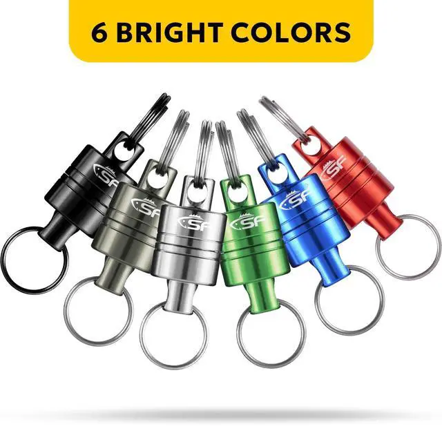 Alt view image 7 of 7 - ViewSonic Strongest Magnetic Release Holder Keychain Fly Fishing Net Retractor Magnet Clip with Coiled Lanyard Aluminum Alloy Hook - Red