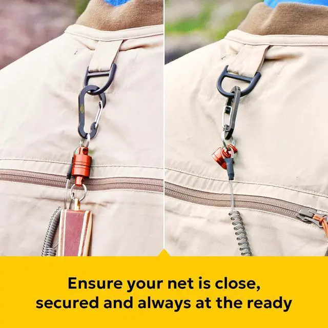 Alt view image 5 of 7 - ViewSonic Strongest Magnetic Release Holder Keychain Fly Fishing Net Retractor Magnet Clip with Coiled Lanyard Aluminum Alloy Hook - Red