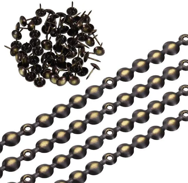 Main image of ViewSonic Upholstery Nailhead Trim, 8 Meters Glossy Upholstery Tacks Strips, Decorative Nail Trims with Nails for Sofa Headboard, Chair DIY Furniture Accessory (11mm Black-Gold)