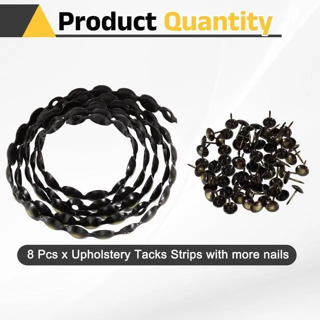 Alt view image 3 of 7 - ViewSonic Upholstery Nailhead Trim, 8 Meters Glossy Upholstery Tacks Strips, Decorative Nail Trims with Nails for Sofa Headboard, Chair DIY Furniture Accessory (11mm Black-Gold)