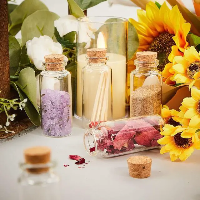Alt view image 6 of 7 - ViewSonic 12 Pcs Small Glass Jars with Cork Lids, Mini Potion Bottles Bulk Tiny Wishing Vial Spell Jars for DIY Art Crafts Gift Back to School Wedding Birthday Party Favors (30ml/1oz)