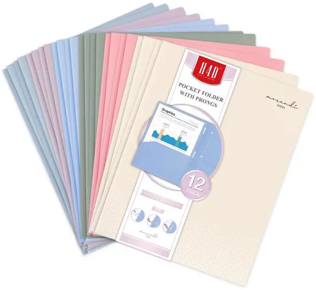 Main image of ViewSonic Plastic 2 Pocket Folders with Prongs, 8.5x11, Pastel Colors, 12 Pack