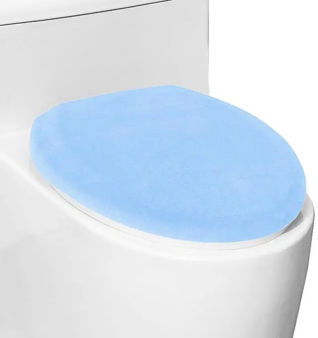 Main image of Comfortable Soft Plush Toilet Lid Cover for Bathroom, Machine Washable Toilet Seat Covers, Fits Most Round Elongated and Oblong Lids, Easy Installation& Cleaning (Sky Blue)