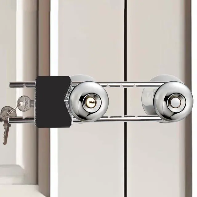Main image of French Door Lock for Double Doors, Adjustable Double Door Lock for Home Security Prevent Kick Ins for Various Knob Width Door Security