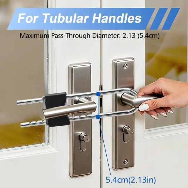 Alt view image 3 of 7 - French Door Lock for Double Doors, Adjustable Double Door Lock for Home Security Prevent Kick Ins for Various Knob Width Door Security