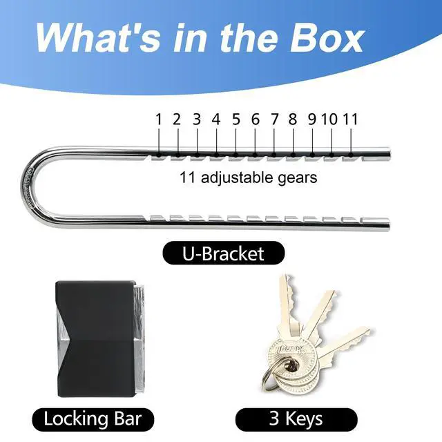 Alt view image 5 of 7 - French Door Lock for Double Doors, Adjustable Double Door Lock for Home Security Prevent Kick Ins for Various Knob Width Door Security