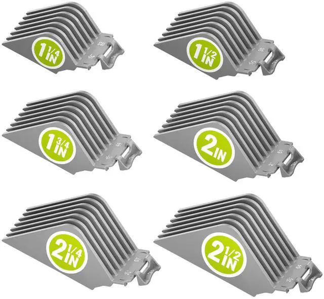 Main image of Clipper Guards 1.25", 1.5", 1.75", 2", 2.25" & 2.5" Compatible with Most Wahl Clippers, Extra Long Professional Hair Clipper Combs Guides 10 12 14 16 18 20, Gray