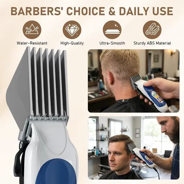 Alt view image 6 of 7 - Clipper Guards 1.25", 1.5", 1.75", 2", 2.25" & 2.5" Compatible with Most Wahl Clippers, Extra Long Professional Hair Clipper Combs Guides 10 12 14 16 18 20, Gray