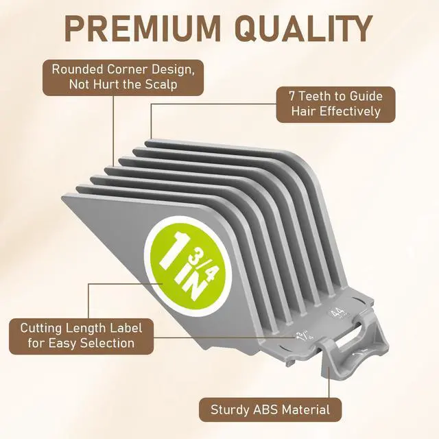 Alt view image 5 of 7 - Clipper Guards 1.25", 1.5", 1.75", 2", 2.25" & 2.5" Compatible with Most Wahl Clippers, Extra Long Professional Hair Clipper Combs Guides 10 12 14 16 18 20, Gray