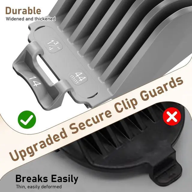 Alt view image 7 of 7 - Clipper Guards 1.25", 1.5", 1.75", 2", 2.25" & 2.5" Compatible with Most Wahl Clippers, Extra Long Professional Hair Clipper Combs Guides 10 12 14 16 18 20, Gray