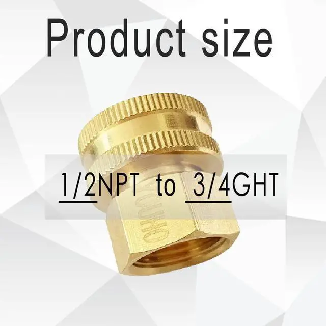 Alt view image 2 of 7 - ViewSonic 2 Pcs 3/4 GHT (F) to 1/2 NPT (F) Solid Brass Garden Hose Fittings Connectors Adapter Heavy Duty Brass Repair Double Female Water Hose Connector