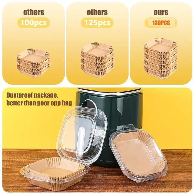 Alt view image 3 of 7 - 9.5 Inch Air Fryer Liners Disposable for 5-8 Qt,130 Pcs Square Air Fryer Parchment Paper Liners,Non-stick &Oil-proof Parchment Paper for Frying