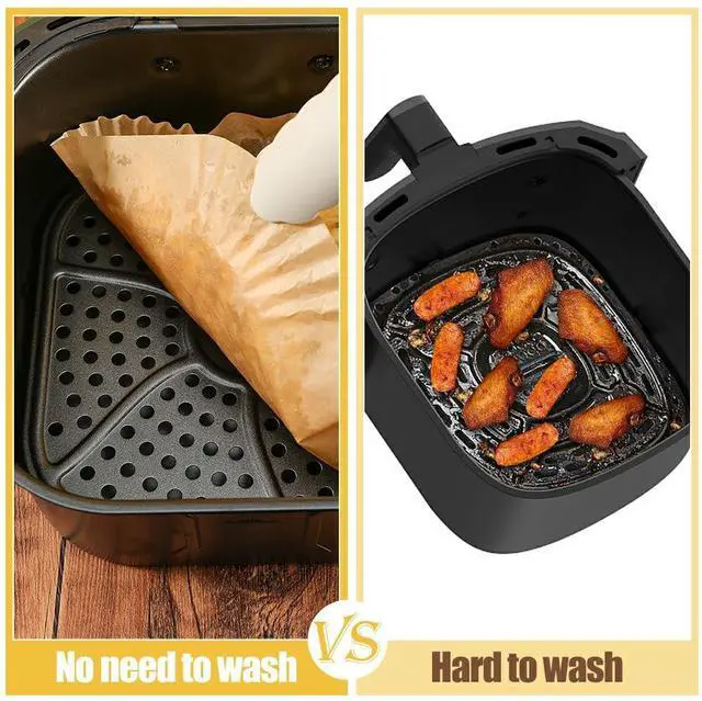 Alt view image 3 of 7 - 7.5 Inch Air Fryer Parchment Paper Liners Square,150 Pcs Non-stick &Oil-proof Air Fryer Liners Disposable for 2-5 QT Frying,Baking,Roast