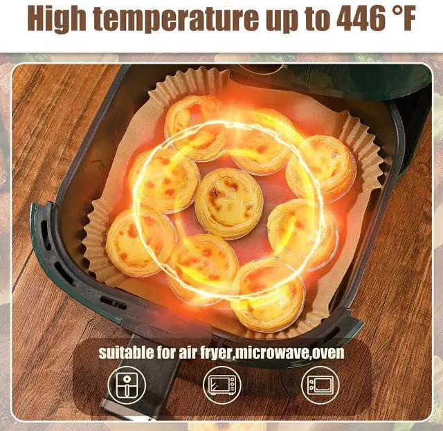 Alt view image 6 of 7 - 7.5 Inch Air Fryer Parchment Paper Liners Square,150 Pcs Non-stick &Oil-proof Air Fryer Liners Disposable for 2-5 QT Frying,Baking,Roast