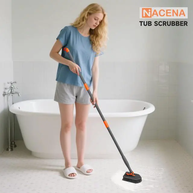 Alt view image 7 of 7 - ViewSonic Shower Scrubber with Long Handle, 3 in 1 Tile Tub Scrubber Brush with 3 Detachable Cleaning Heads Adjustable Handle Shower Cleaner Brush for Bathroom, Kitchen, Toilet, Wall