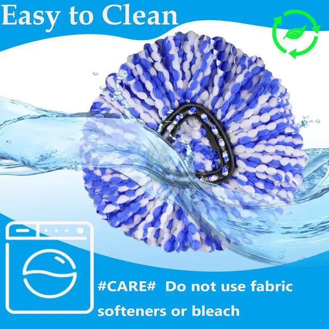 Alt view image 4 of 7 - Mop Heads Replacement Handle for Ocedar RinseClean 2-Tank System, 2 Microfiber Mop Refills, 1 Mop Handle (30-58in Adjustable 4-Section Pole), 2 Scrub Brush, 1 Spin Base for O Cedar RinseClean