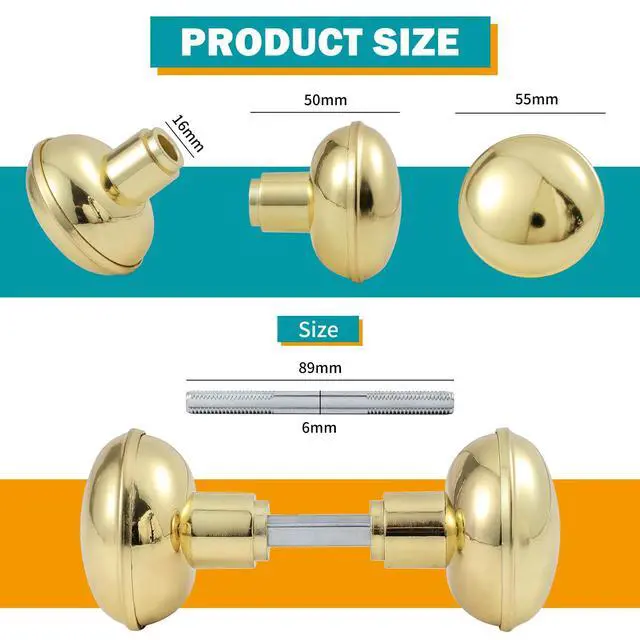 Alt view image 2 of 4 - ViewSonic Vintage Polished Gold Door Knob Set with Spindle,2 Pack