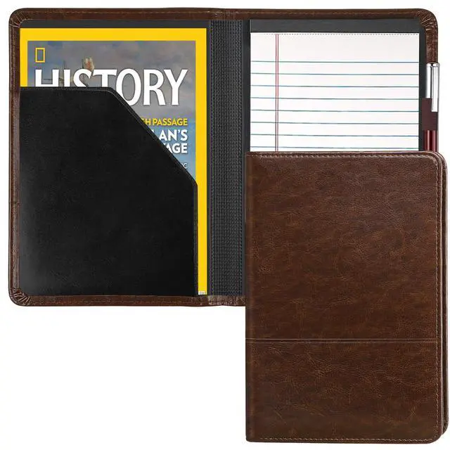 Alt view image 2 of 6 - ViewSonic Padfolio/Portfolio Binder, Mini Padfolio Portfolio Binder 5 x 8 Legal Writing Pad, A5 Document Organizer Folder for Men Women,Dark Brown.