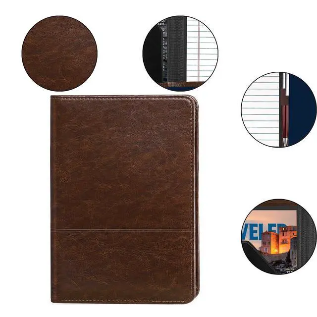 Alt view image 6 of 6 - ViewSonic Padfolio/Portfolio Binder, Mini Padfolio Portfolio Binder 5 x 8 Legal Writing Pad, A5 Document Organizer Folder for Men Women,Dark Brown.