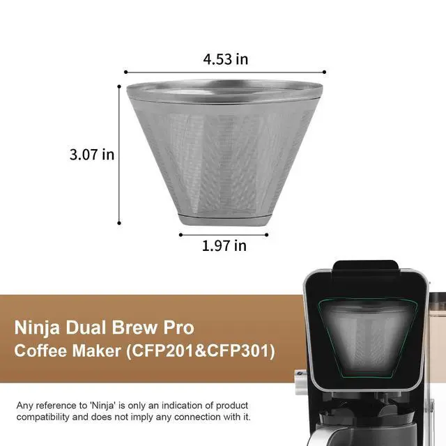 Alt view image 3 of 6 - Stainless Steel Permanent Coffee Filter for Ninja Dual Brew Coffee Maker