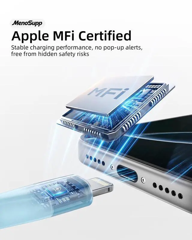 Alt view image 4 of 7 - iPhone Charger Fast Charging 3Pack 10FT MFi Certified Lightning Cable