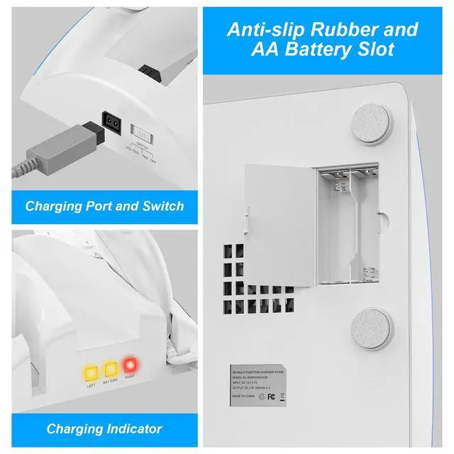 Alt view image 6 of 7 - ViewSonic Game Organizer Station for Wii Remote Charger, Charging Dock Station for Controller with 2 Pcs Rechargeable Battery for Wii Console Nunchuk Game Accessories Kit Storage