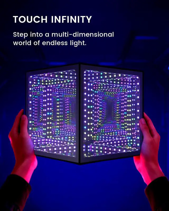 Alt view image 2 of 7 - ViewSonic Infinity Mirror Hyper Cube LED Light, RGB Gaming Room Decor, 6 Inch | Color-Changing, Sound-Activated, APP-Controlled, Ambient Light for Gaming, Party, Home, Gift